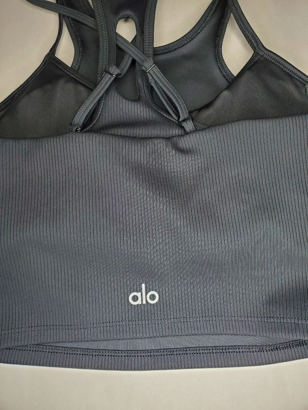 ALO Ribbed Airlift Enchanted Bra Tank in Black Size S